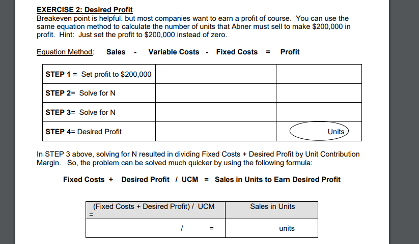 Solved Breakeven point is helpful, but most companies want | Chegg.com