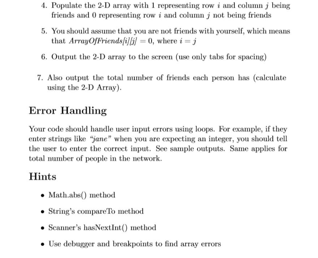 Solved Social Network Topics String Methods For Loop Chegg Com