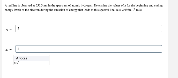 Solved A red line is observed at 656.3 nm in the spectrum of | Chegg.com