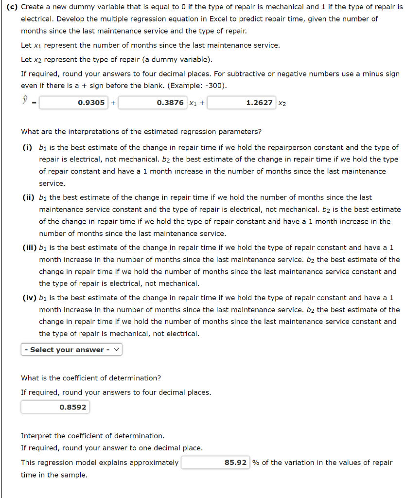 Solved (b) Using The Simple Linear Regression Model | Chegg.com