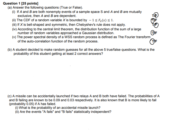 Solved Question 2 [25 points] a) The distribution (CDF) of a | Chegg.com