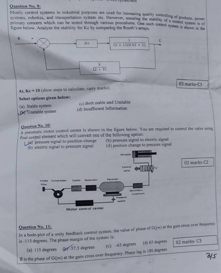 Solved Question No, 9: Mostly control systems in industrial | Chegg.com