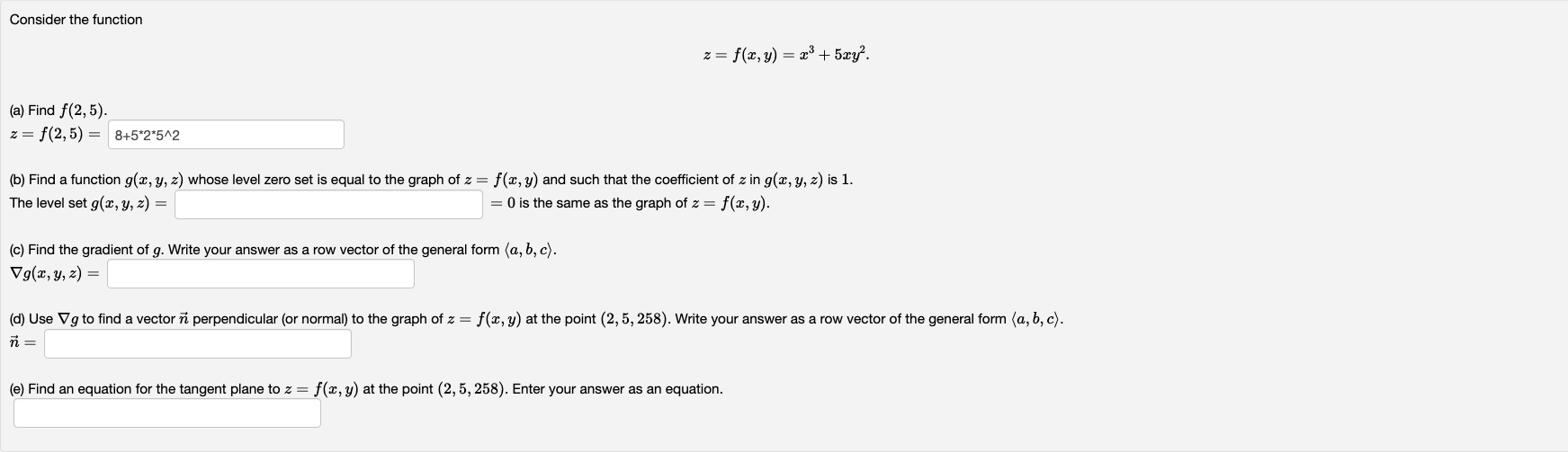 Solved Consider The Function Z F X Y X3 5xy2 A Find