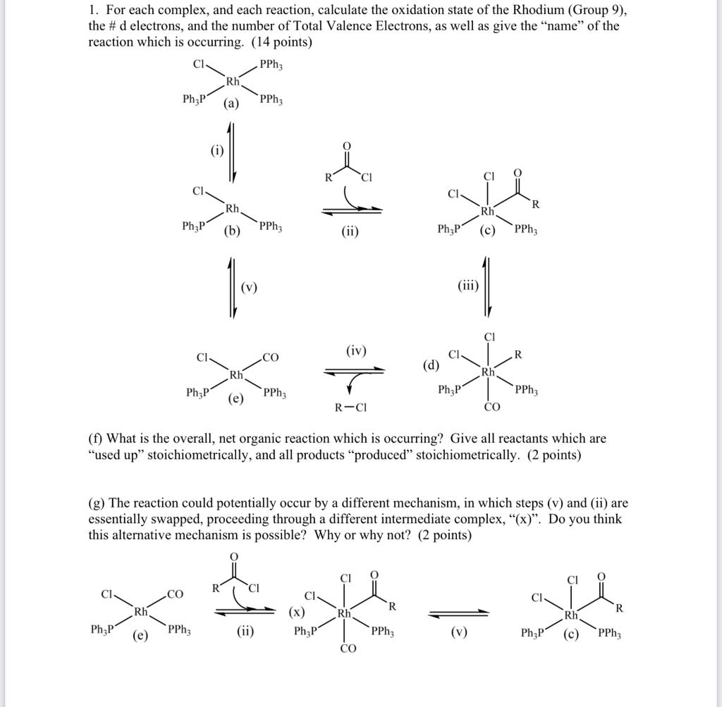 Solved 1. For each complex, and each reaction, calculate the | Chegg.com