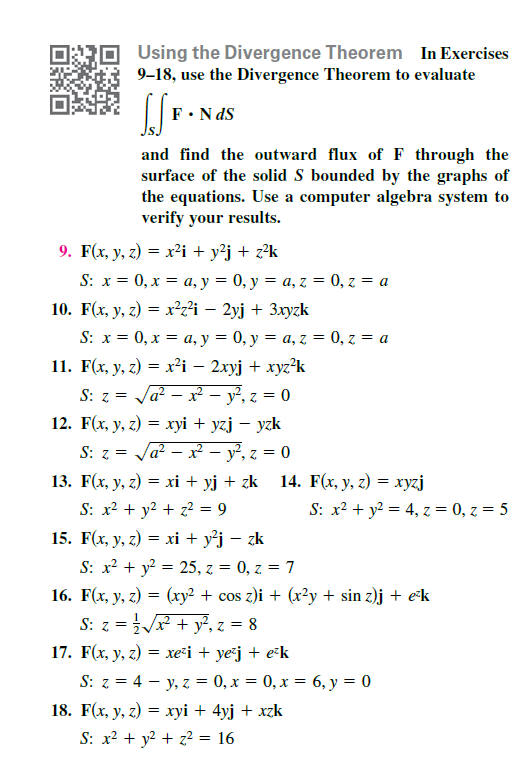 Solved LL: Using the Divergence Theorem 9-18, use the | Chegg.com