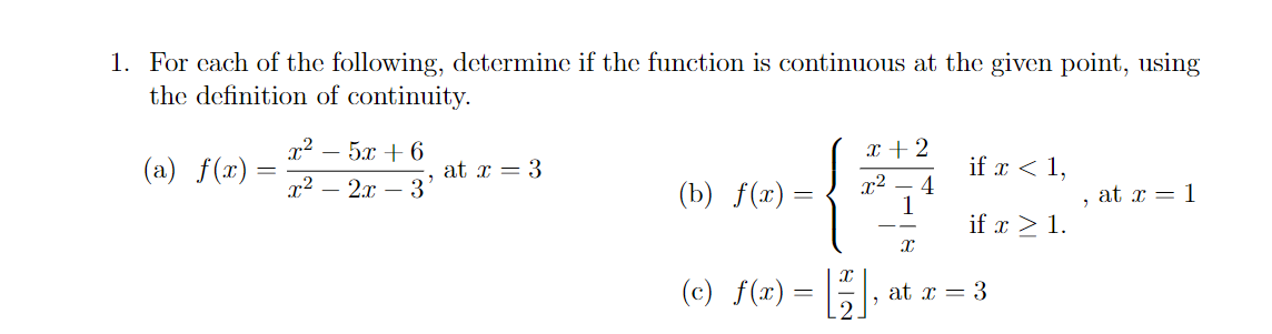 Solved 1. For Each Of The Following, Determine If The 