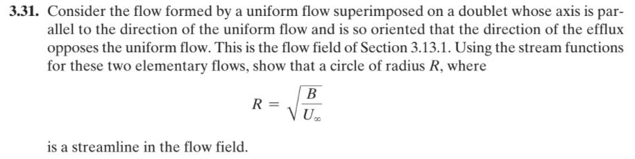 Solved 3.31. Consider the flow formed by a uniform flow | Chegg.com