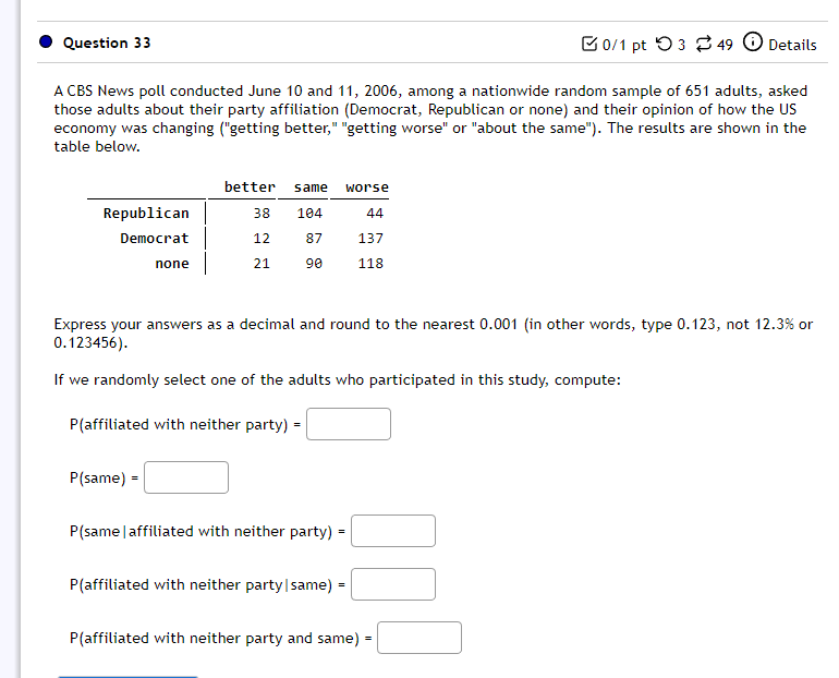 Solved A CBS News poll conducted June 10 and 11, 2006, among | Chegg.com