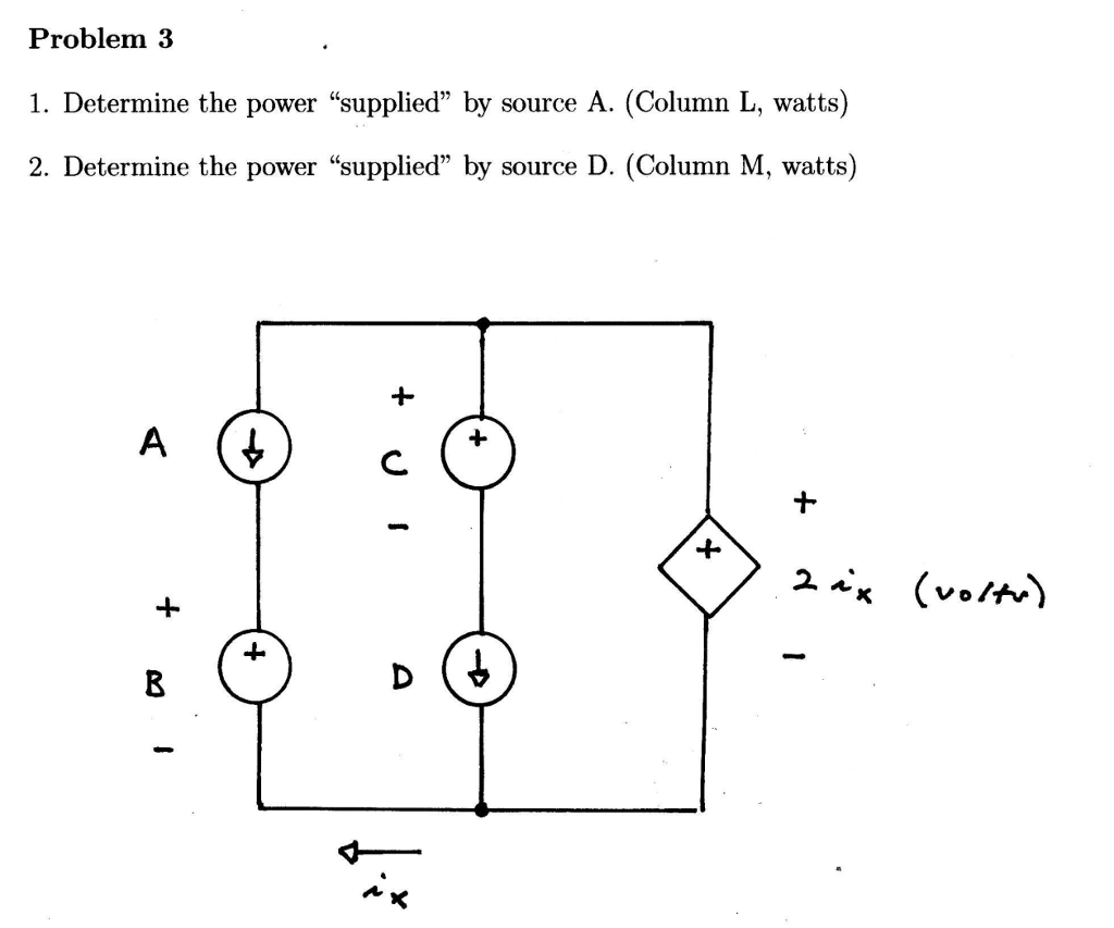 Solved Problem 3 1. Determine The Power "supplied" By Source | Chegg.com