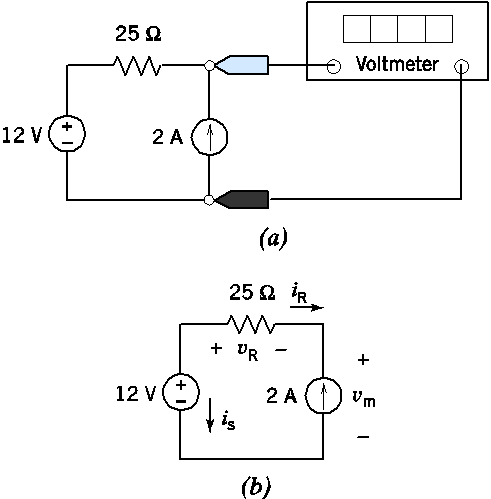 Solved The voltmeter in Figure a measures the voltage across | Chegg.com