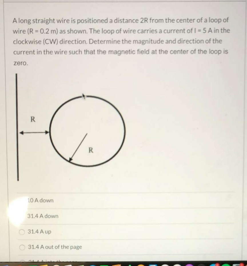 Solved current in the wire such that the magnetic field at | Chegg.com