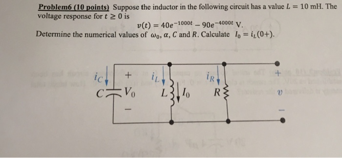 Solved Problemó (10 points) Suppose the inductor in the | Chegg.com