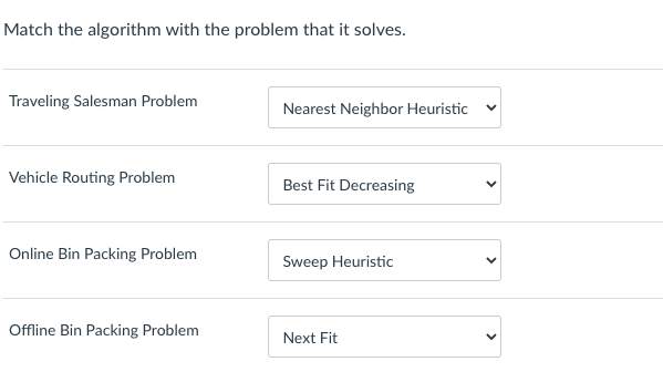 Solved Match the algorithm with the problem that it solves. | Chegg.com