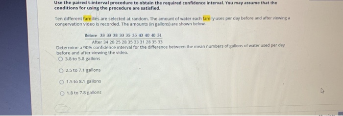 Solved Use the paired t-interval procedure to obtain the | Chegg.com