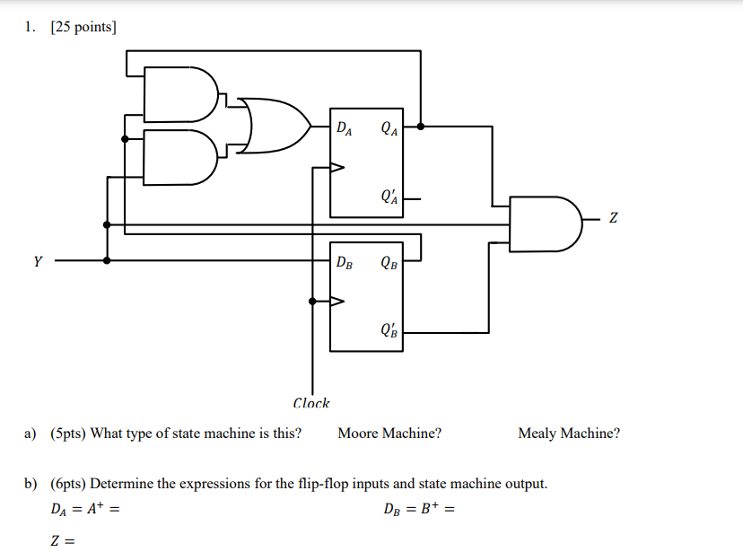 Solved 1. \25 points a) (5pts) What type of state machine is | Chegg.com