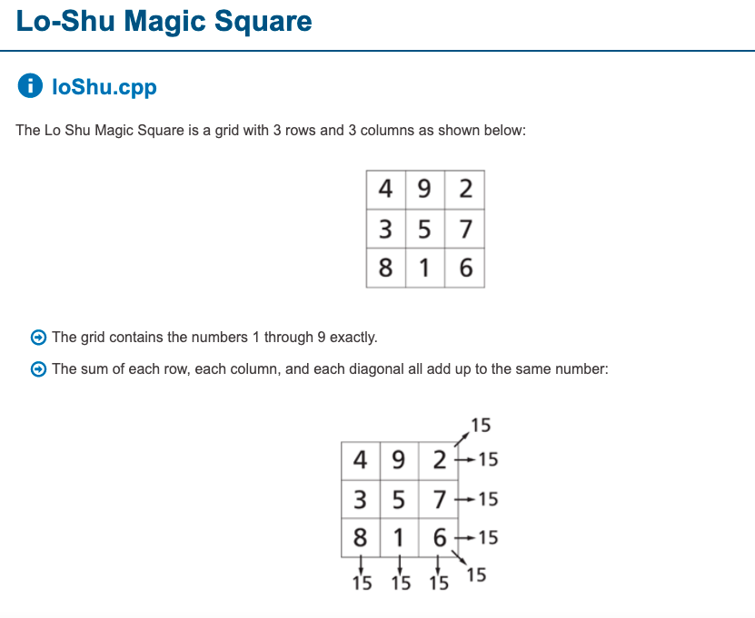 Solved Lo-Shu Magic Square loShu.cpp The Lo Shu Magic Square | Chegg.com
