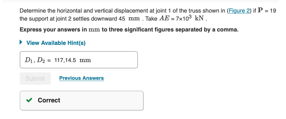 Solved Determine the horizontal and vertical displacement at | Chegg.com