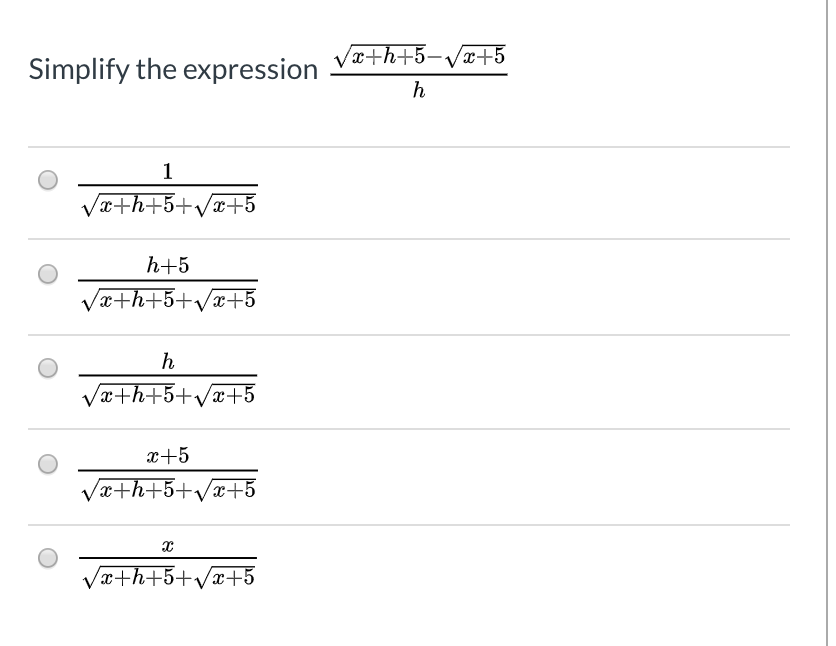 Solved Simplify The Expression Vae H 5 Vx 5 01 Vx H 5 X 5 Chegg Com