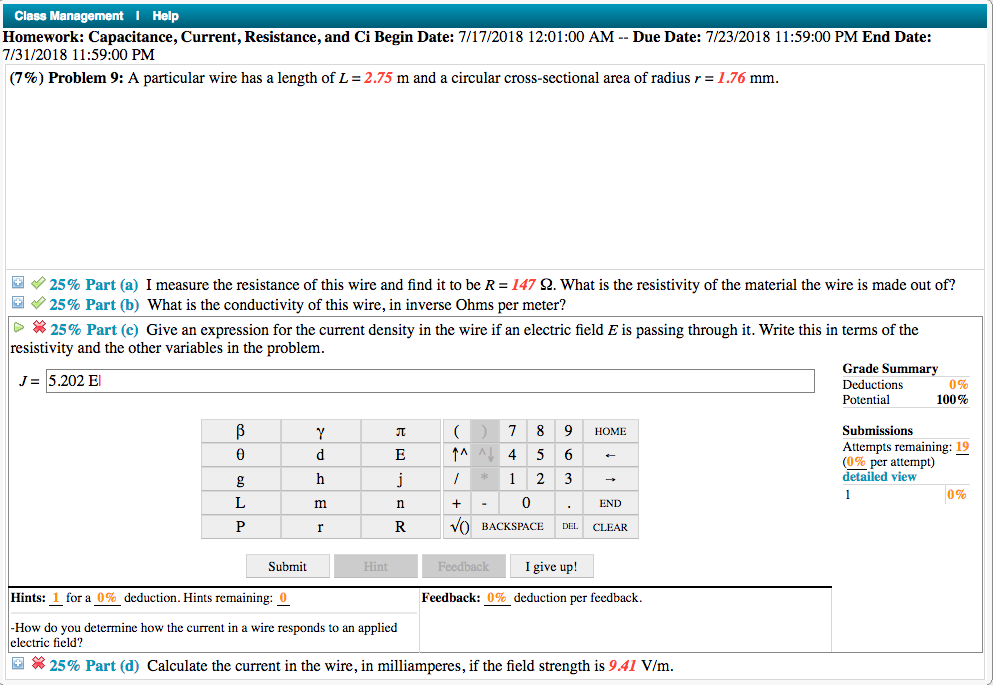 Solved I Help Homework: Capacitance, Current, Resistance, | Chegg.com