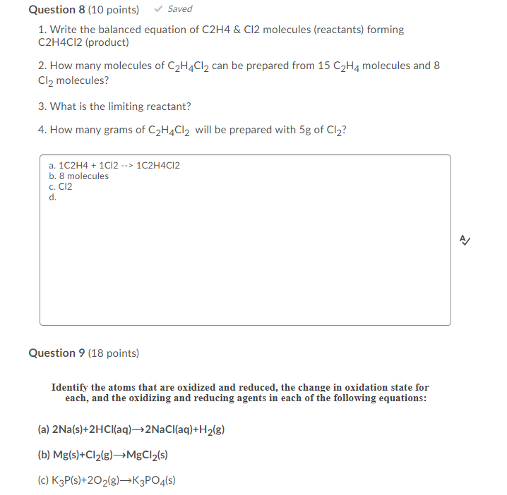 Solved Please help with questions 8 and 9. I started 8 but Chegg