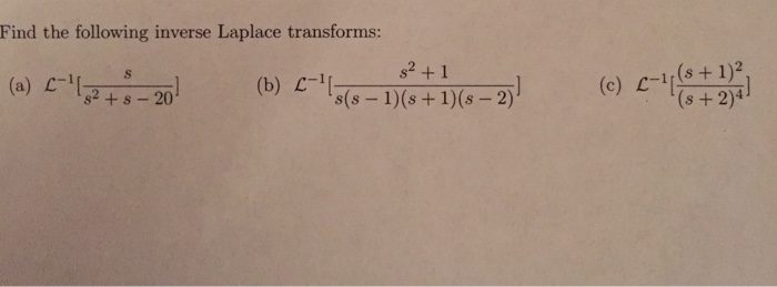 Solved Find The Following Inverse Laplace Transforms: (a) | Chegg.com