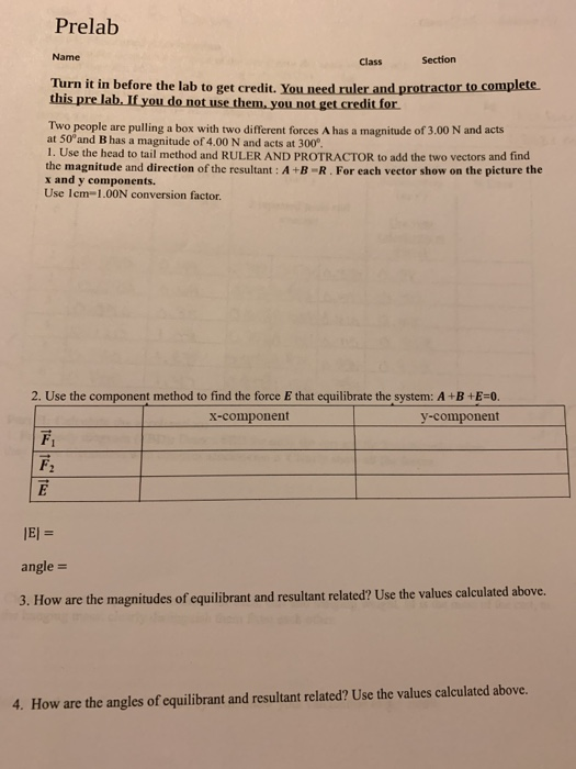 Solved Prelab Name Class Section Turn it in before the lab | Chegg.com