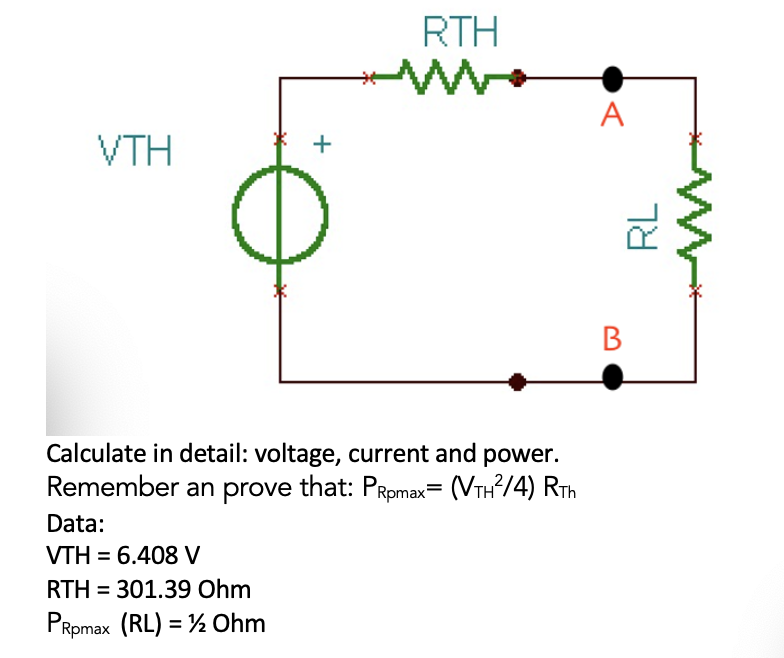 Solved Rth A Vth + Rl B Calculate In Detail: Voltage, 