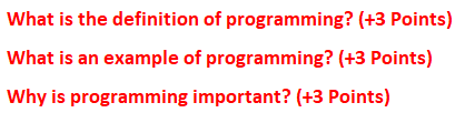 Solved What is the definition of programming? ( +3 Points) | Chegg.com