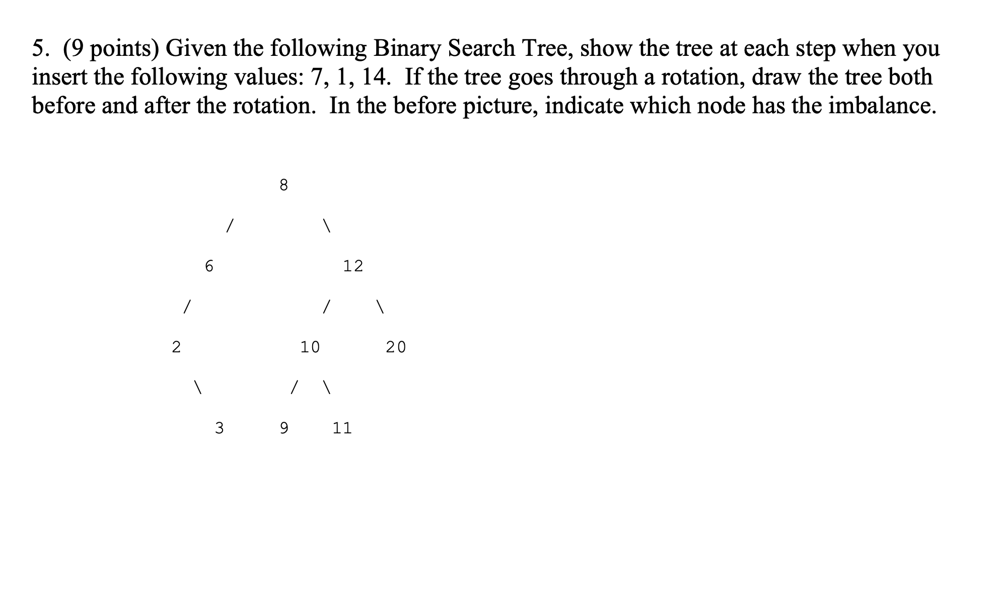 Solved 5. (9 Points) Given The Following Binary Search Tree, | Chegg.com