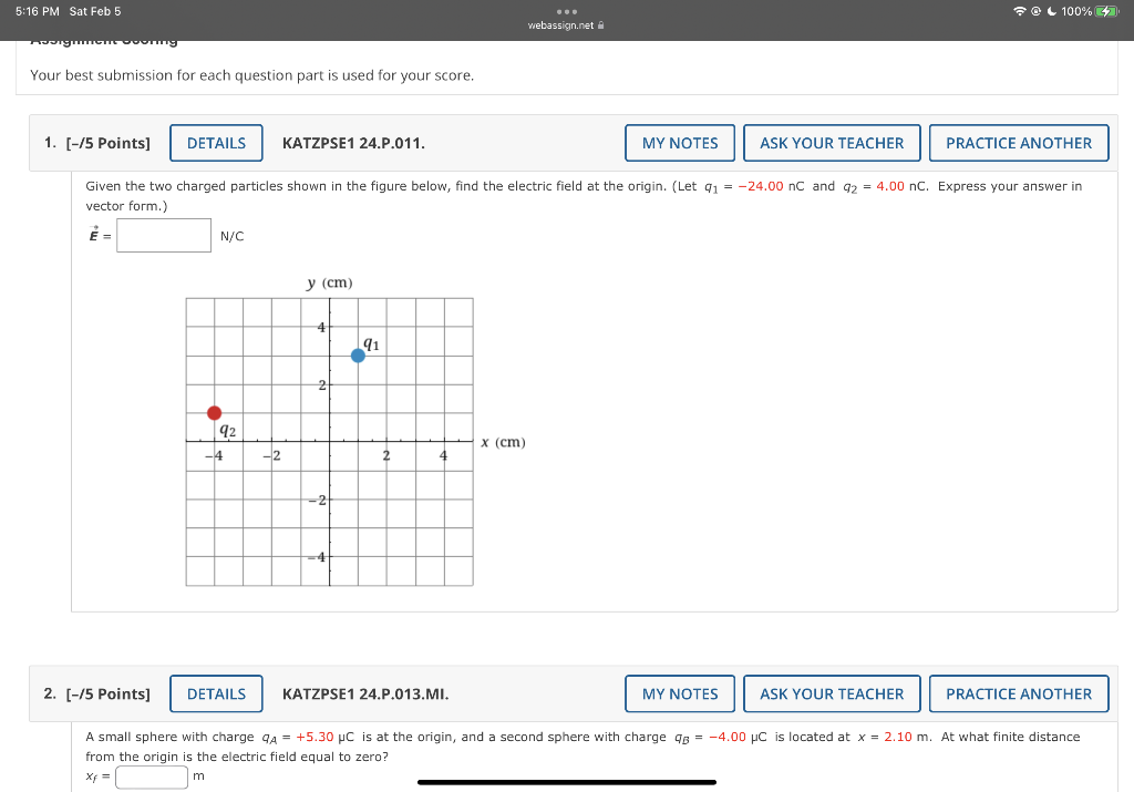 Solved Given The Two Charged Particles Shown In The Figure | Chegg.com