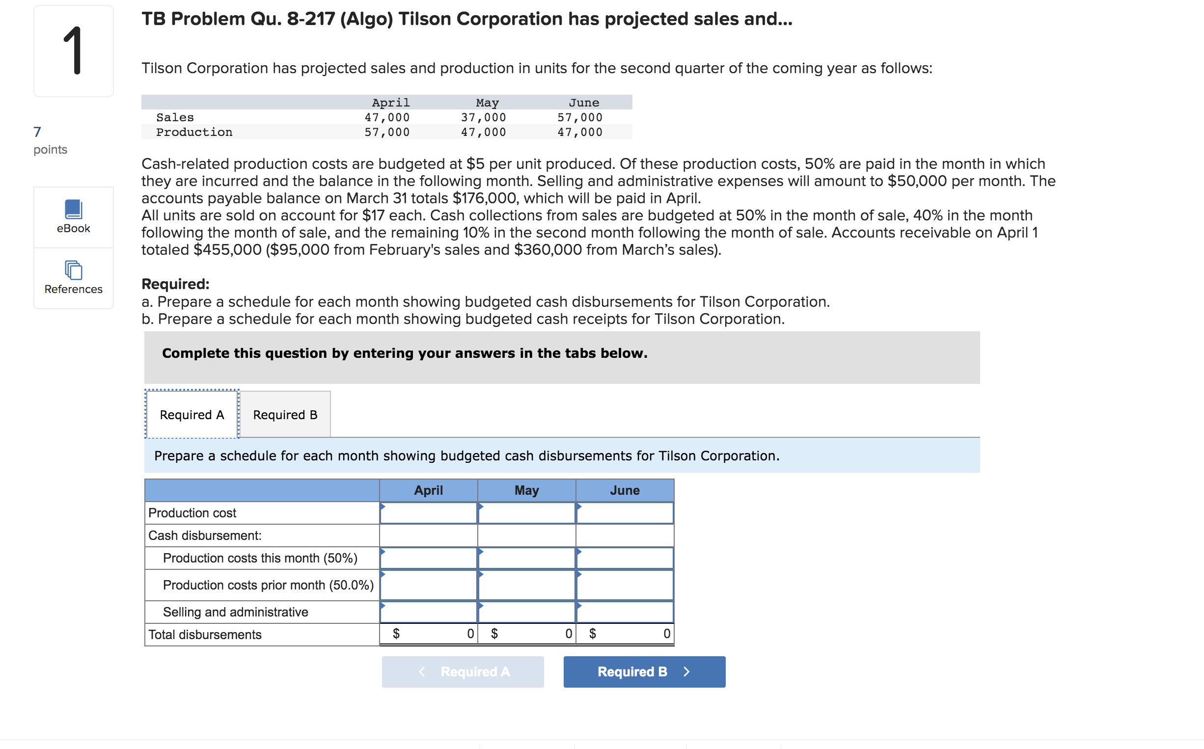 Solved TB Problem Qu. 8-217 (Algo) Tilson Corporation has | Chegg.com