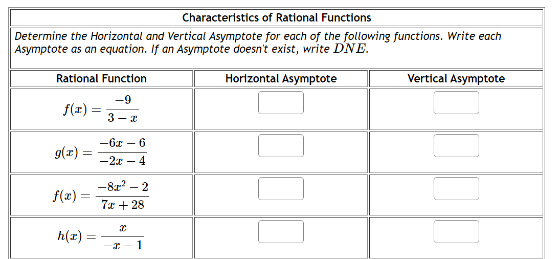 Solved Determine the Horizontal and Vertical Asymptote for | Chegg.com