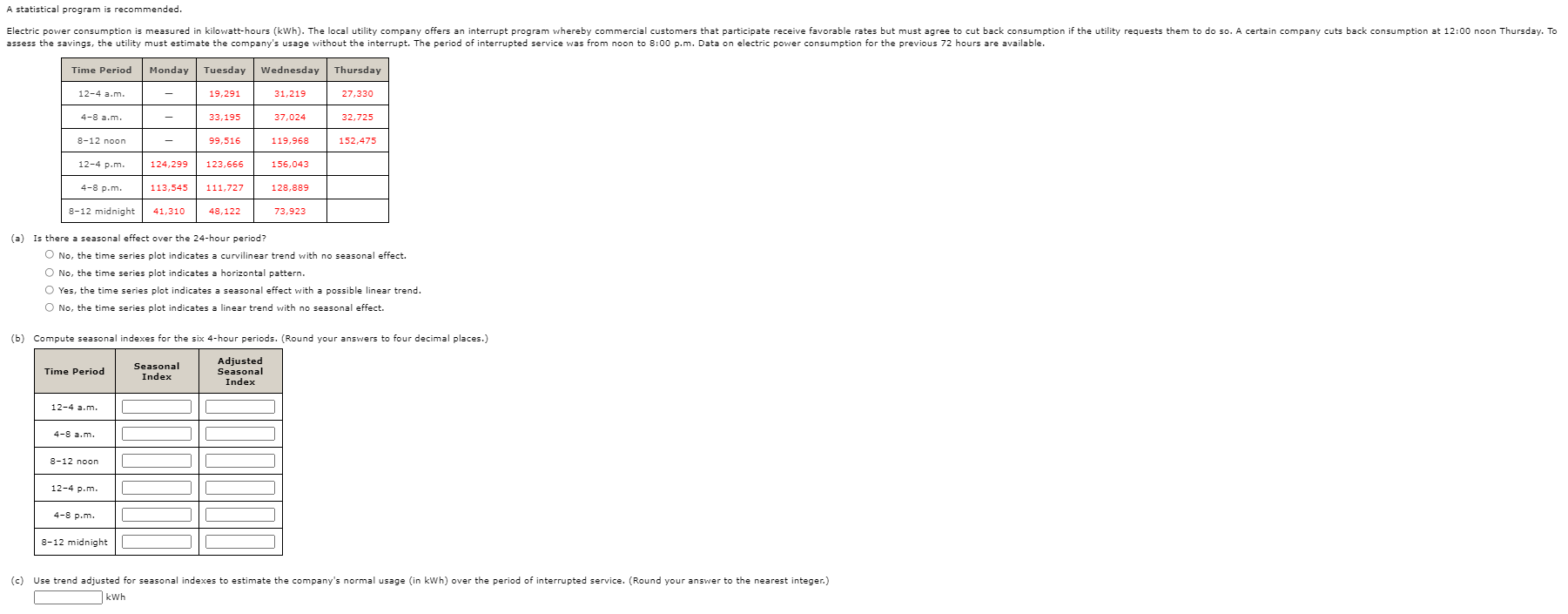 Solved A statistical program is Electric power