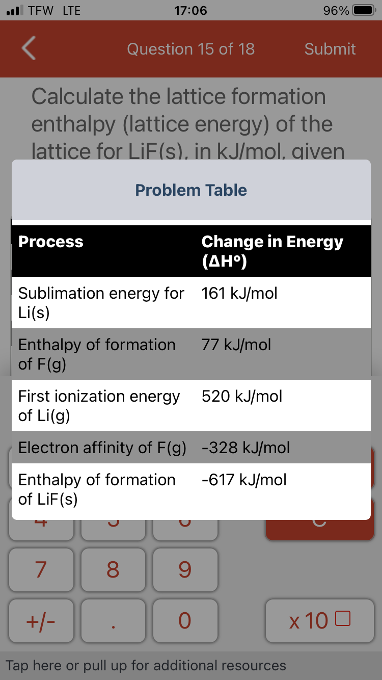 Solved Calculate the lattice formation enthalpy (lattice | Chegg.com