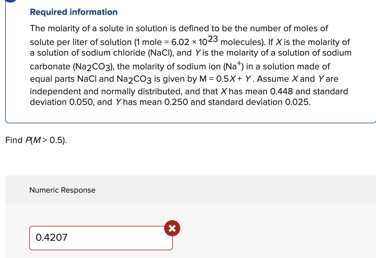 Solved Required Information The Molarity Of A Solute In