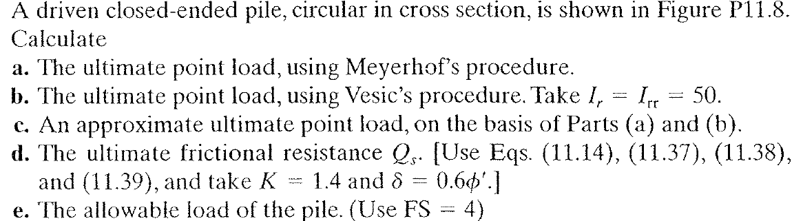 Solved A Driven Closed-ended Pile, Circular In Cross | Chegg.com