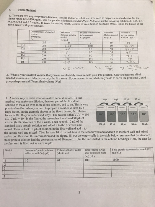 Solved 5. 1. There are two ways to prepare dilutions: | Chegg.com