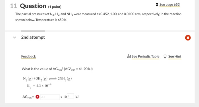 Solved 11 Question (1 point) a See page 653 The partial | Chegg.com