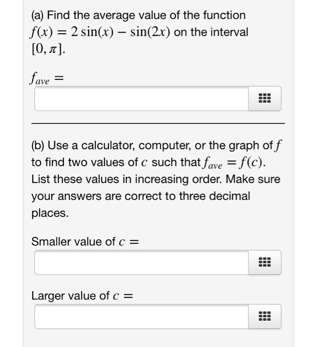 average value of sin 2 x