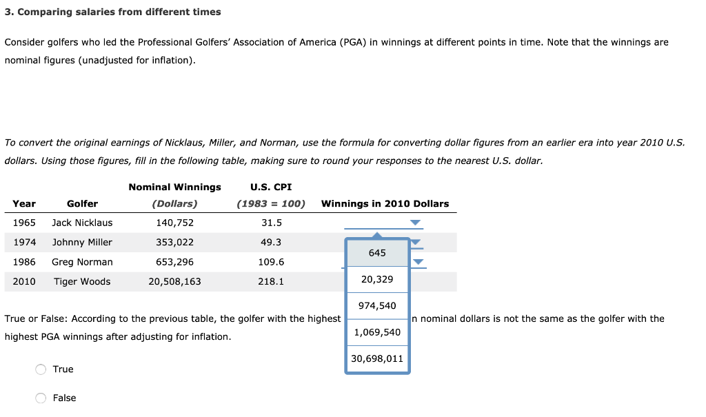 Solved 3. Comparing salaries from different times Consider