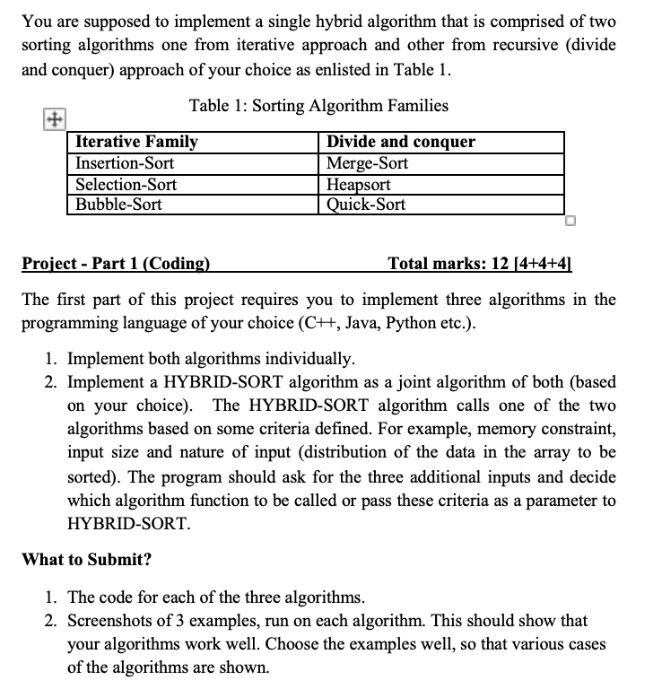 Solved You are supposed to implement a single hybrid | Chegg.com