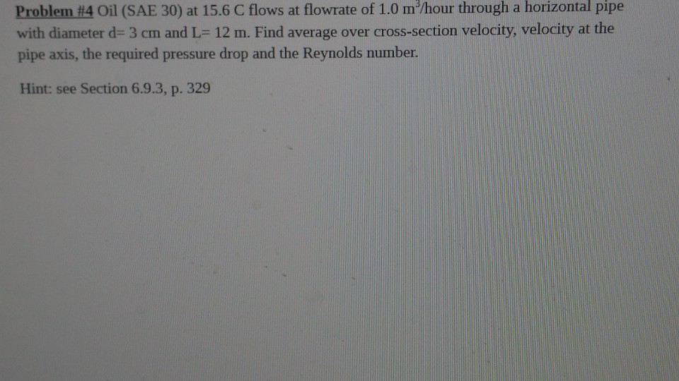 Solved Through A Horizontal Pipe Problem #4 Oil (SAE 30) At | Chegg.com