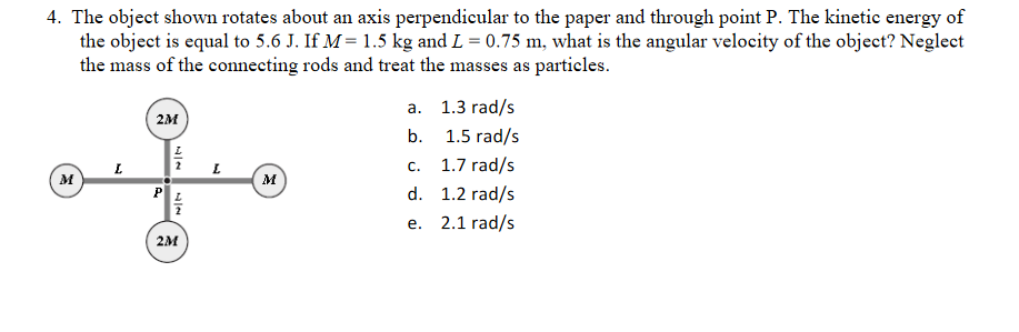 Solved a. 4. The object shown rotates about an axis | Chegg.com