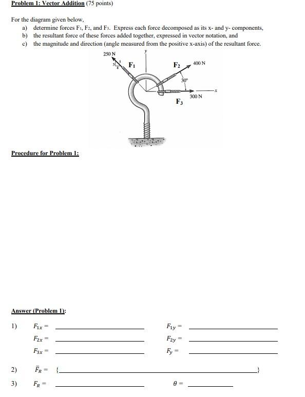 Solved Problem 1: Vector Addition (75 points) For the | Chegg.com