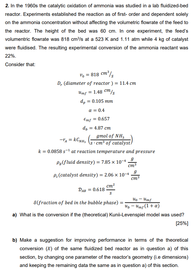 Solved 2. In the 1960s the catalytic oxidation of ammonia | Chegg.com