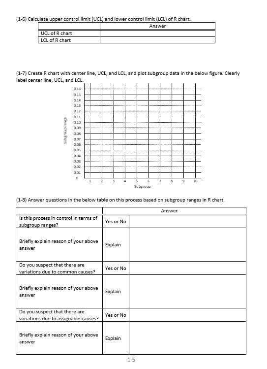 Solved A quality engineer collected process data for 10 | Chegg.com
