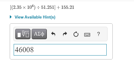 Solved [(2.35×106)÷51.251]+155.21Perform the following | Chegg.com