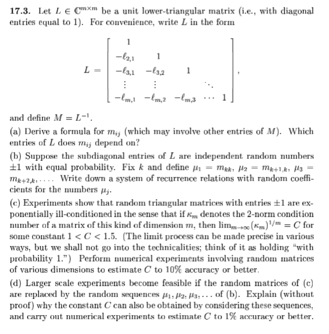 17 3 let l e cn im be a unit lower triangular matrix chegg
