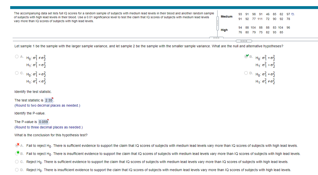 Solved The data set lists full IQ scores for a