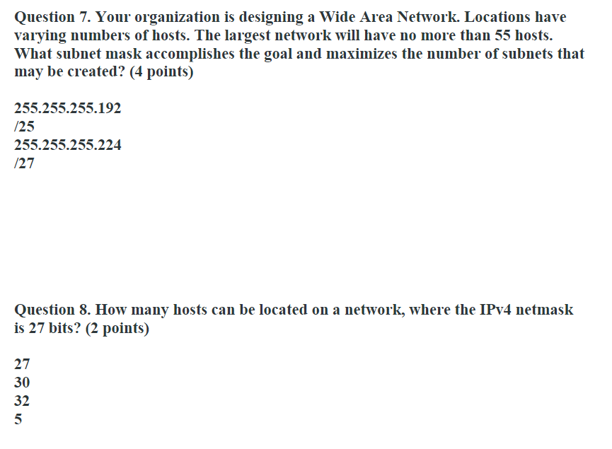 Solved Question 7. Your organization is designing a Wide | Chegg.com